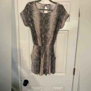 FIRST LOVE SNAKESKIN PRINT GREY AND TAN ROMPER WITH POCKETS - Size Small SKU:248